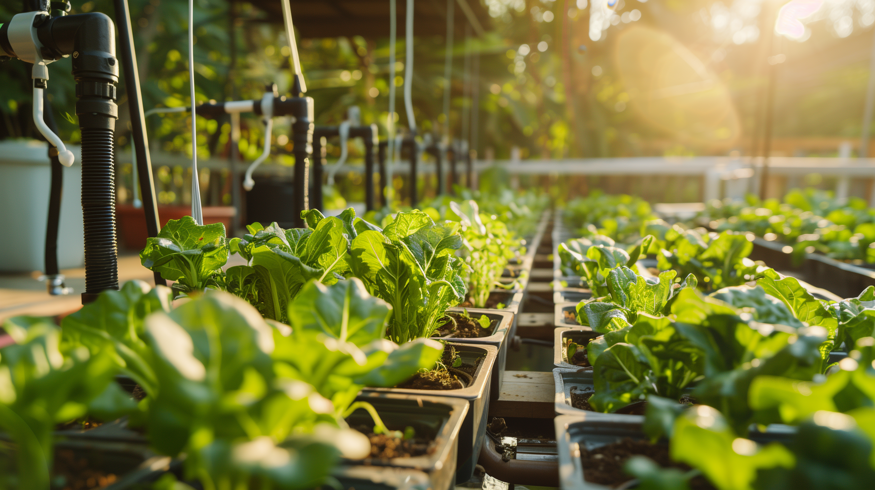 Hydroponic drip irrigation system with tubing and plant containers