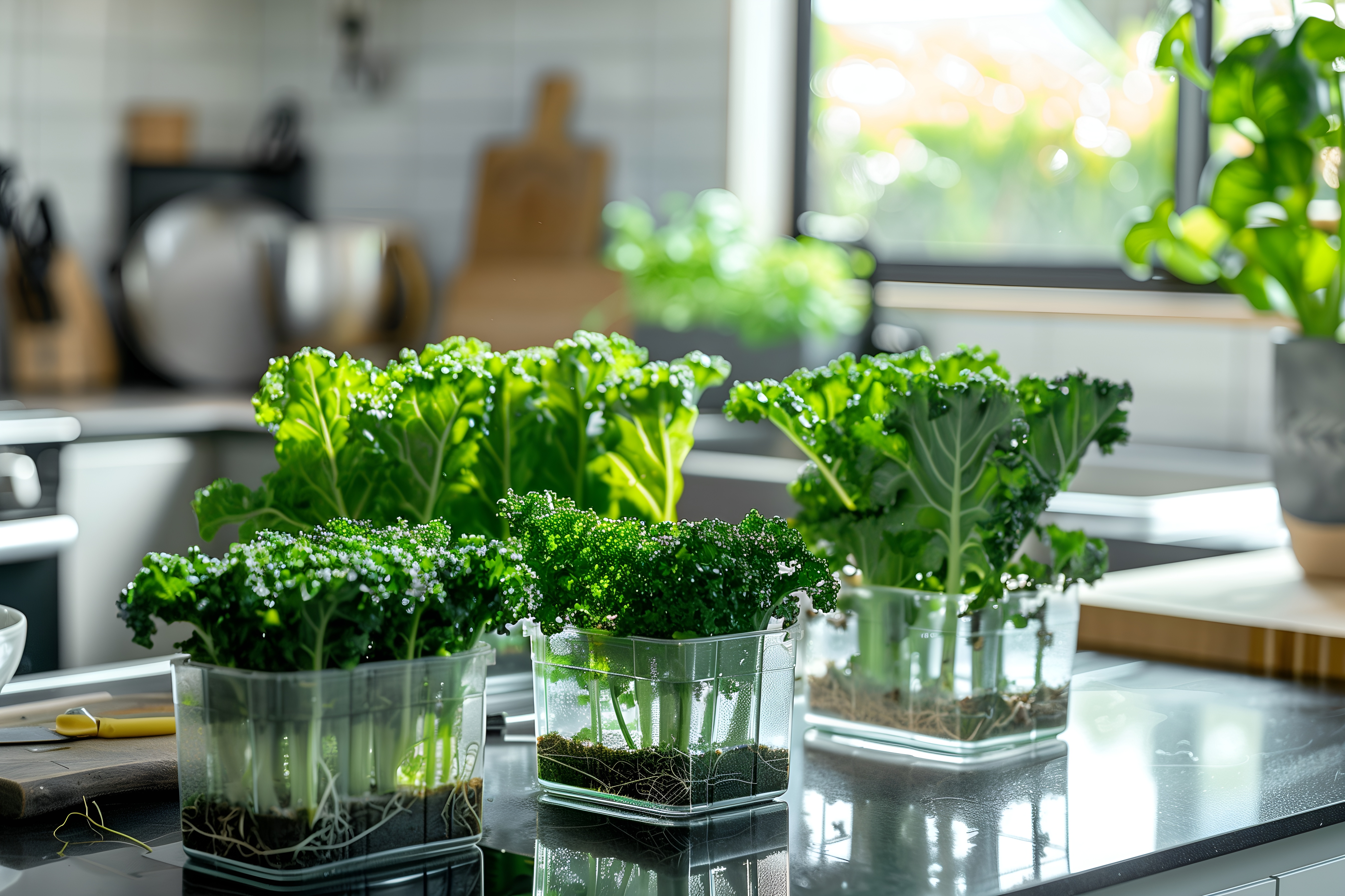 Indoor hydroponic kale setup in an Aussie kitchen